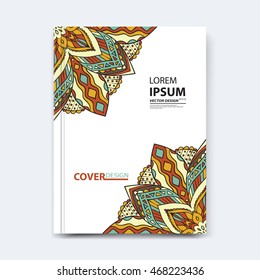 Vector abstract design for annual report, brochure, flyer, template leaflet cover, presentation, business card, magazine, title page, layout or booklet. Flat broken glass mosaic background, in A4 size