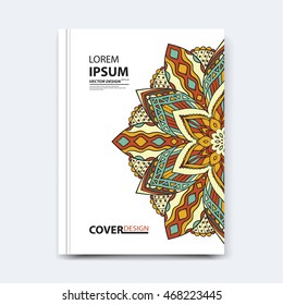 Vector abstract design for annual report, brochure, flyer, template leaflet cover, presentation, business card, magazine, title page, layout or booklet. Flat broken glass mosaic background, in A4 size
