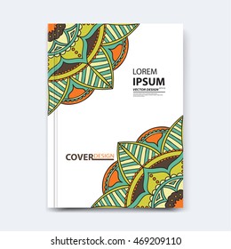 Vector abstract design for annual report, brochure, flyer, template leaflet cover, presentation, business card, magazine, title page, layout or booklet. Flat broken glass mosaic background, in A4 size