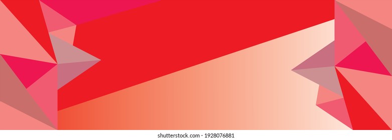 Vector Abstract Design Banner With Red And White Color Background. Banner Size 3x1