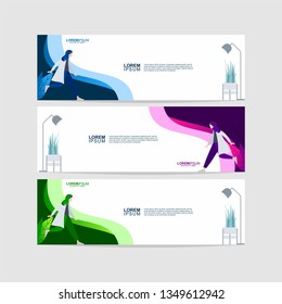 Vector abstract design banner web template. Collection of web banner template. Modern design. Header - landing page Web banner Design Elements. Easy to edit and customize.  