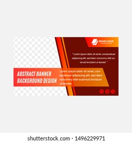 Vector abstract design banner web template. flat brown color for background. gradient red orange colors. right space for photo. horizontal layout