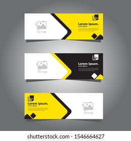 Vector abstract design banner web template yellow black.