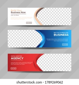 Plantilla web de banner de diseño abstracto de vectores. colección de anuncios comerciales horizontales. ilustración vectorial