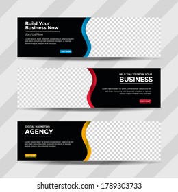 Plantilla web de banner de diseño abstracto de vectores. colección de anuncios comerciales horizontales. ilustración vectorial