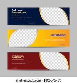 Plantilla web de banner de diseño abstracto de vectores. colección de anuncios comerciales horizontales. ilustración vectorial