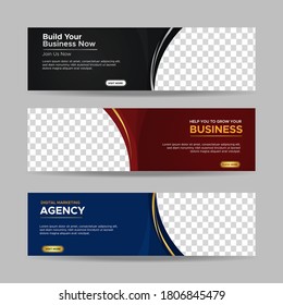 Plantilla web de banner de diseño abstracto de vectores. colección de anuncios comerciales horizontales. ilustración vectorial