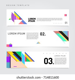 Vector abstract design banner web template. Retro and pop art colorful banner layout.