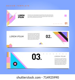 Vector abstract design banner web template. Retro and pop art colorful banner layout.