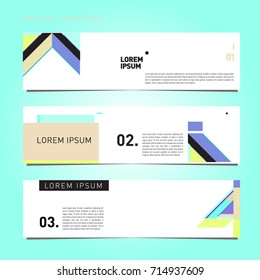 Vector abstract design banner web template. Retro and pop art colorful banner layout.