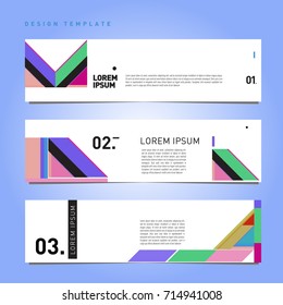 Vector abstract design banner web template. Retro and pop art colorful banner layout.