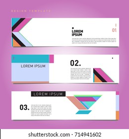 Vector abstract design banner web template. Retro and pop art colorful banner layout.