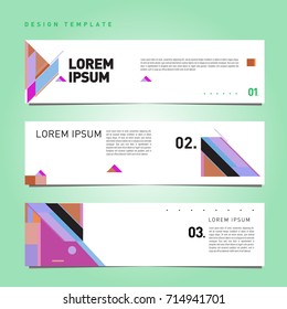 Vector abstract design banner web template. Retro and pop art colorful banner layout.