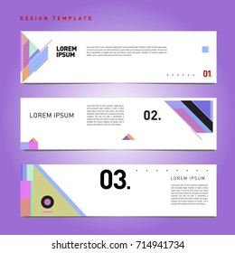 Vector abstract design banner web template. Retro and pop art colorful banner layout.