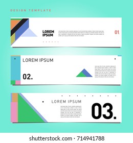 Vector abstract design banner web template. Retro and pop art colorful banner layout.