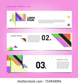 Vector abstract design banner web template. Retro and pop art colorful banner layout.