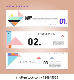 Vector abstract design banner web template. Retro and pop art colorful banner layout.
