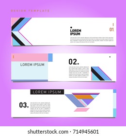 Vector abstract design banner web template. Retro and pop art colorful banner layout.