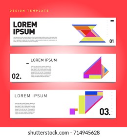 Vector abstract design banner web template. Retro and pop art colorful banner layout.