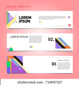 Vector abstract design banner web template. Retro and pop art colorful banner layout.