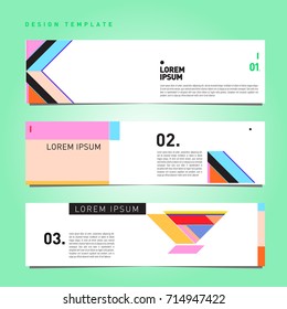 Vector abstract design banner web template. Retro and pop art colorful banner layout.