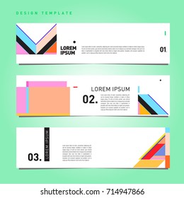 Vector abstract design banner web template. Retro and pop art colorful banner layout.