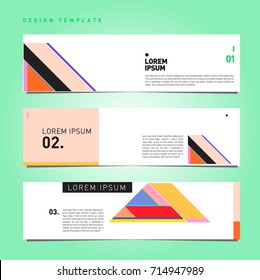 Vector abstract design banner web template. Retro and pop art colorful banner layout.