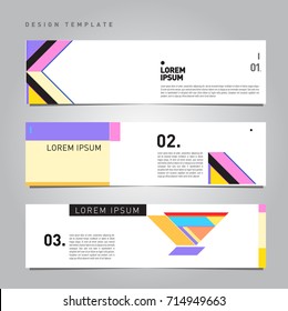 Vector abstract design banner web template. Retro and pop art colorful banner layout.