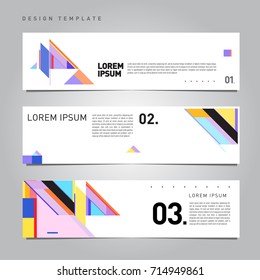Vector abstract design banner web template. Retro and pop art colorful banner layout.