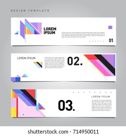 Vector abstract design banner web template. Retro and pop art colorful banner layout.