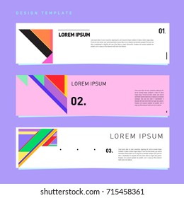 Vector abstract design banner web template. Retro and pop art colorful banner layout.