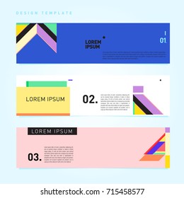 Vector abstract design banner web template. Retro and pop art colorful banner layout.