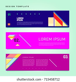 Vector abstract design banner web template. Retro and pop art colorful banner layout.