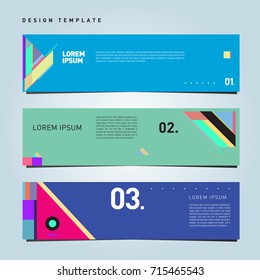 Vector abstract design banner web template. Retro and pop art colorful banner layout.