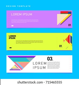 Vector abstract design banner web template. Retro and pop art colorful banner layout.