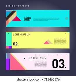 Vector abstract design banner web template. Retro and pop art colorful banner layout.