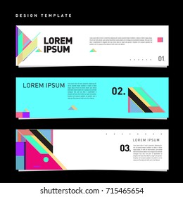 Vector abstract design banner web template. Retro and pop art colorful banner layout.
