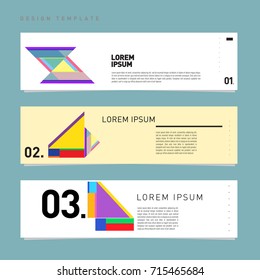 Vector abstract design banner web template. Retro and pop art colorful banner layout.