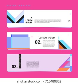 Vector abstract design banner web template. Retro and pop art colorful banner layout.