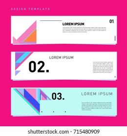 Vector abstract design banner web template. Retro and pop art colorful banner layout.