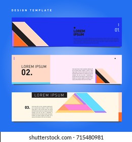 Vector abstract design banner web template. Retro and pop art colorful banner layout.