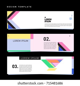 Vector abstract design banner web template. Retro and pop art colorful banner layout.