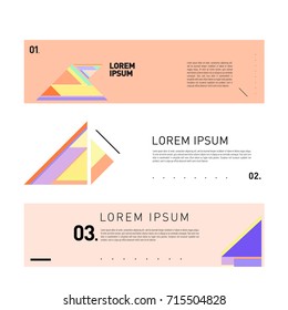 Vector abstract design banner web template. Retro and pop art colorful banner layout.
