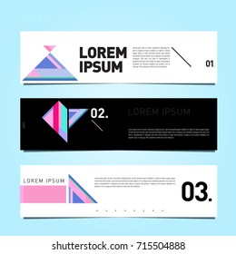 Vector abstract design banner web template. Retro and pop art colorful banner layout.