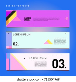 Vector abstract design banner web template. Retro and pop art colorful banner layout.