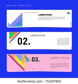 Vector abstract design banner web template. Retro and pop art colorful banner layout.