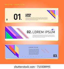 Vector abstract design banner web template. Retro and pop art colorful banner layout.