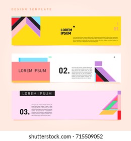 Vector abstract design banner web template. Retro and pop art colorful banner layout.