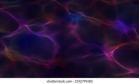 Vector abstract design of colorful particle waves.Smooth waves of dots. Elegant particle flow. Elegant technology background for futuristic designs.