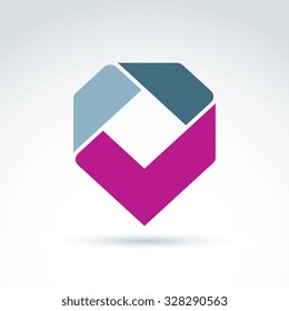 Vector abstract design element. Geometric symbol, checkmark, infographics icon.